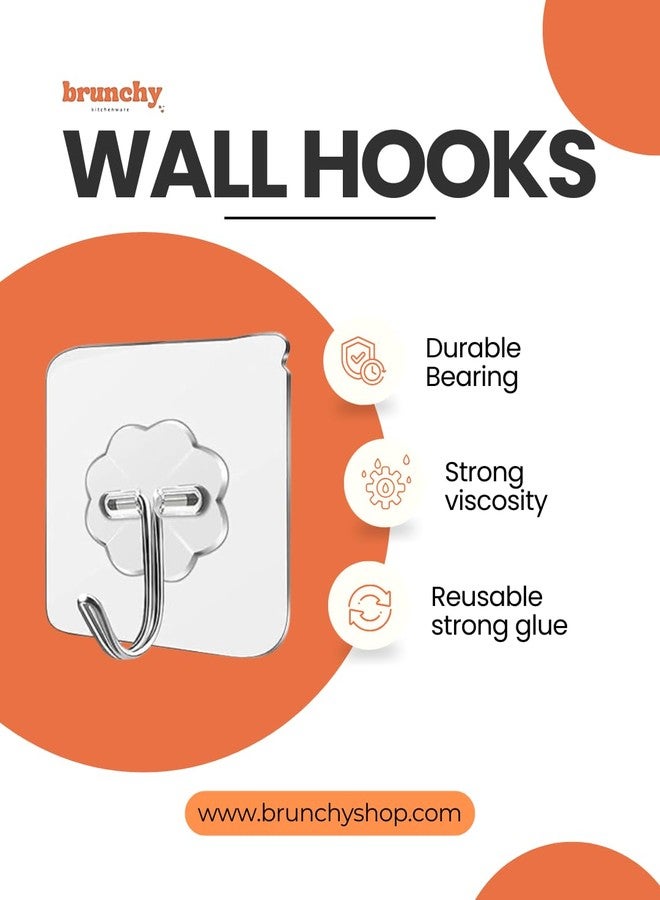 Brunchy Self Adhesive Hooks - Heavy Duty Wall Hooks for Bathroom Accessories, Home Improvement, Suction Cup Hooks - 8Kg Max Load Capacity (Flower Hook, 20) - Image 4
